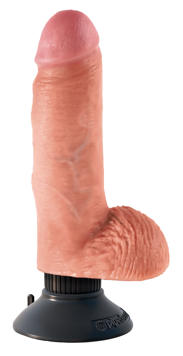 King Cock 7 Inch Vibrating Cock With Balls Light