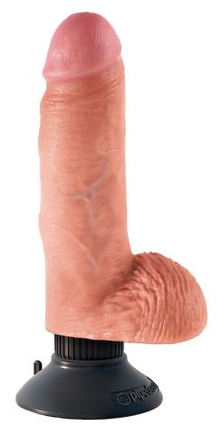 King Cock 7 Inch Vibrating Cock With Balls Light