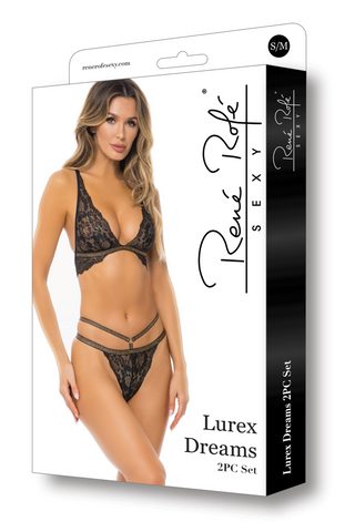 Rene Rofe Lingerie Lurex Dreams 2Pc Set Black M/L