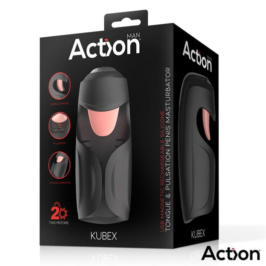 Action Kubex Vibrating, Pulsing And Licking Masturbator