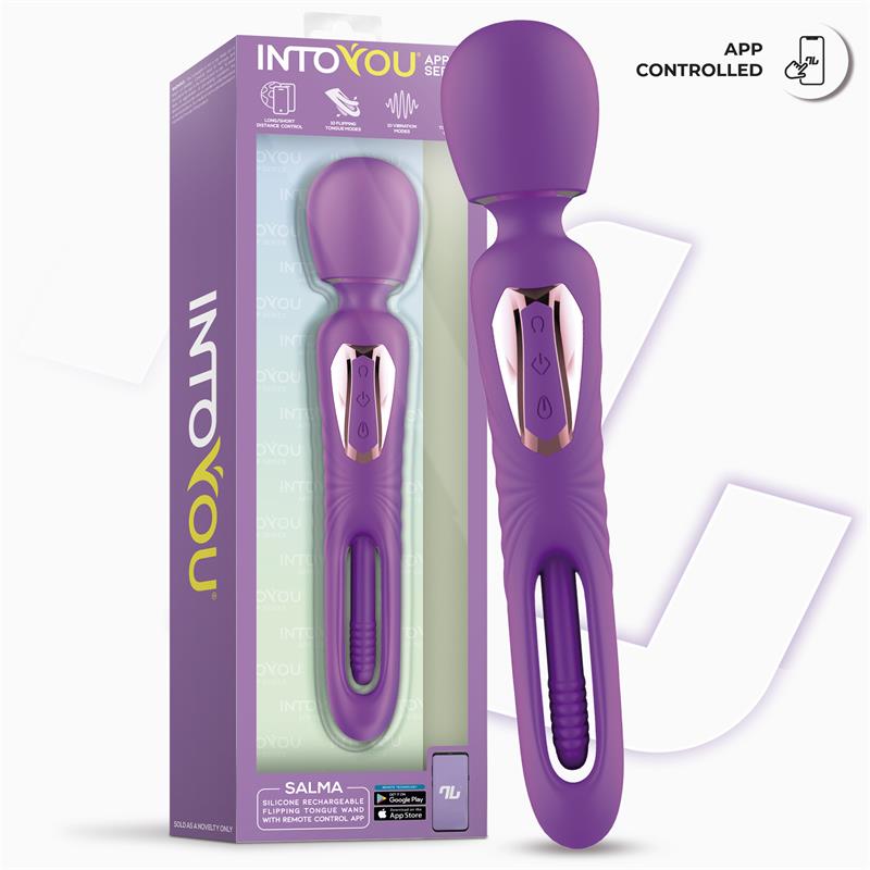 IntoYou App Series Salma Vibrating Dual Ended Wand With Flapping Tongue