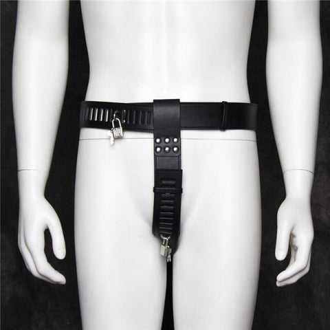Bondage Boutique Leather Chastity With Wrist Cuffs And Lock