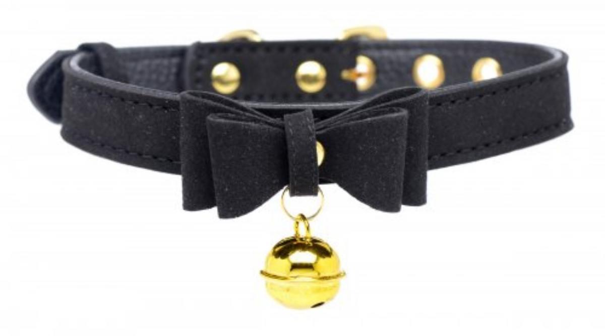 Master Series Golden Kitty Collar With Cat Bell - Black/Gold