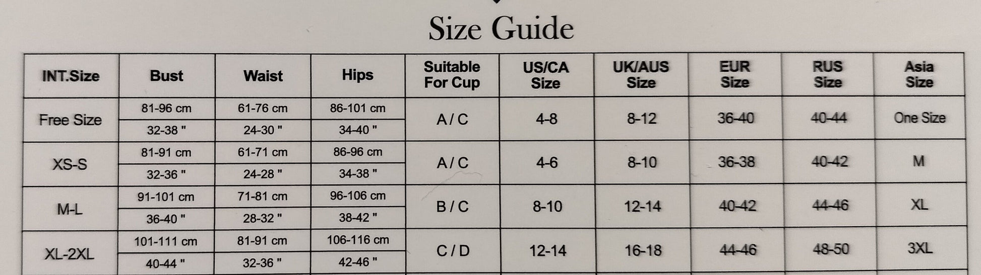 Adalet size guide