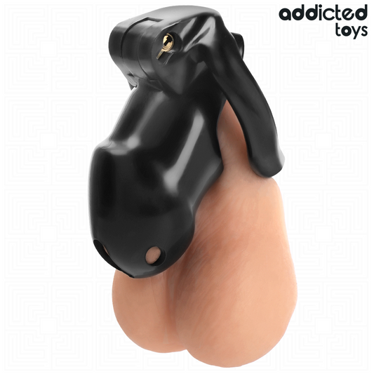 Addicted Toys Locked - Midnight Cell Penis Cage Size Medium 4.2 cm Locked