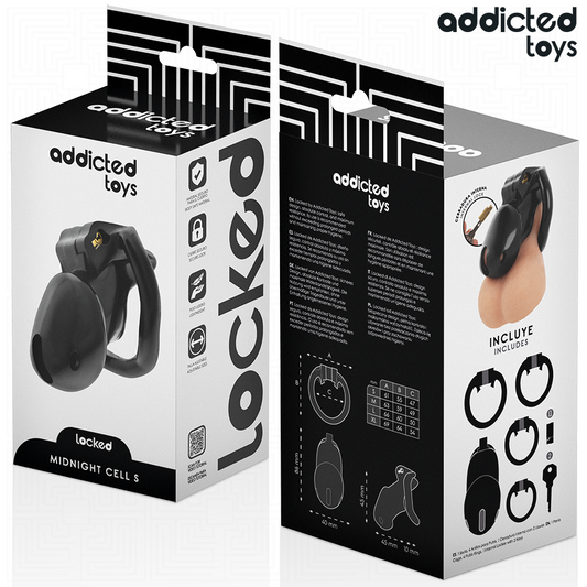 Addicted Toys Locked - Midnight Cell Penis Cage Size Small 4.8 cm Box
