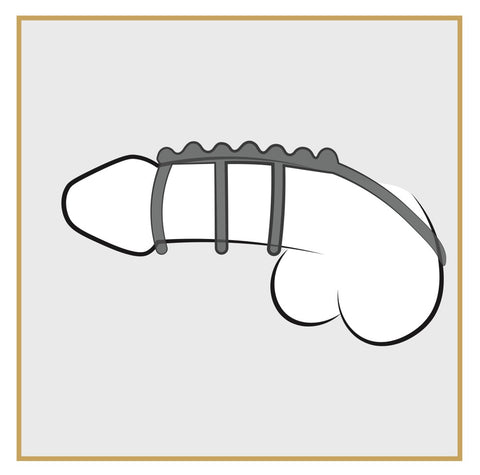 Bad Kitty 4 Piece Penis & Testicle Ring illustration of use