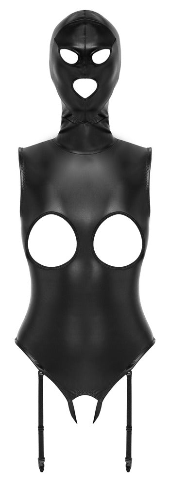 Bad Kitty Wet Look Exposure Bodysuit With Hood front