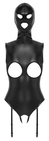 Bad Kitty Wet Look Exposure Bodysuit With Hood front