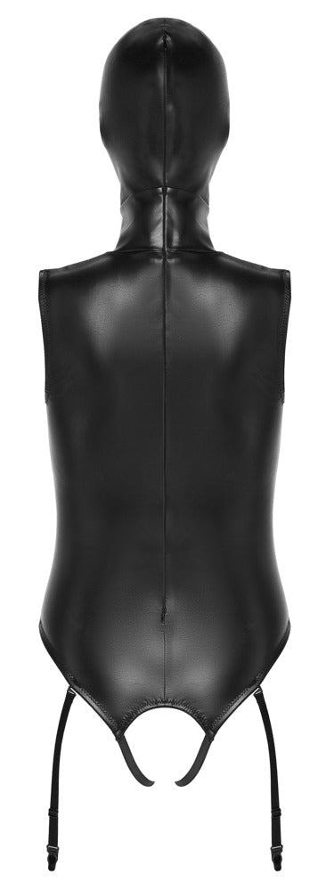 Bad Kitty Wet Look Exposure Bodysuit With Hood back