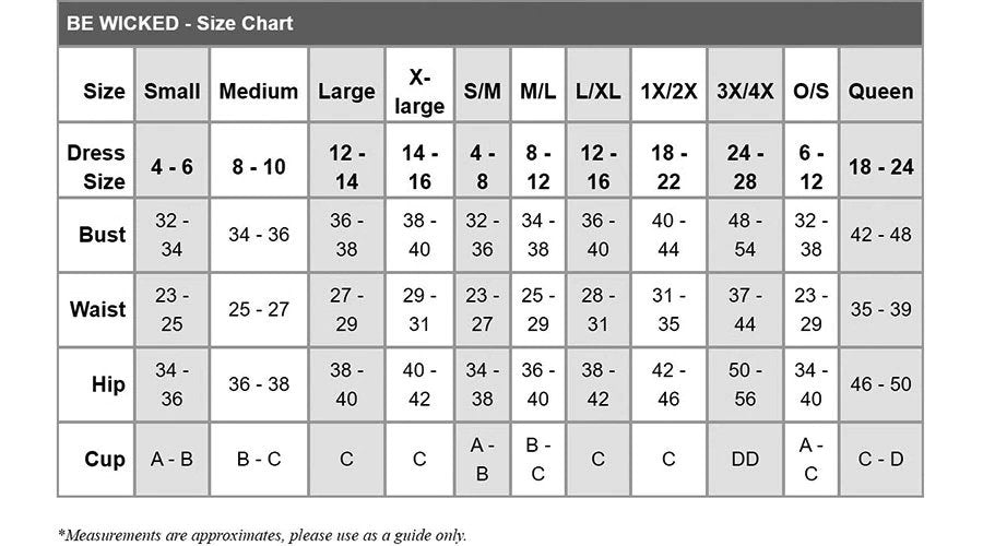 Be WickedSize chart