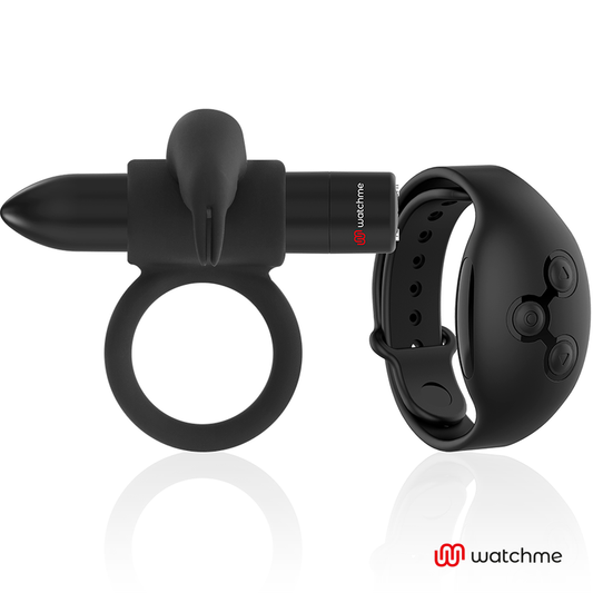 Black&Silver - Vibrating Burton Cockring with WatchMe Remote Control