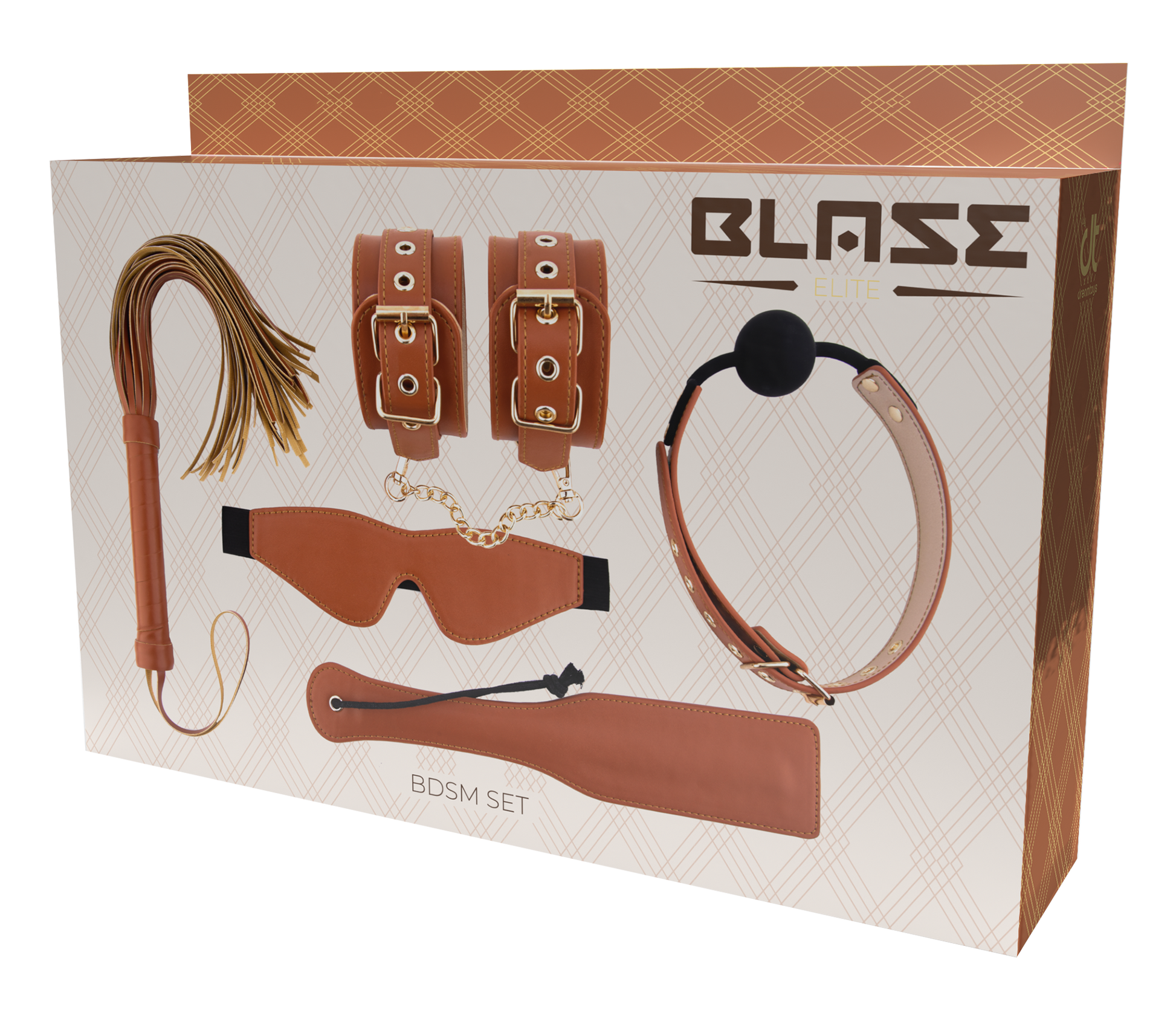 Blaze Elite Cognac Vegan Leather BDSM Set box
