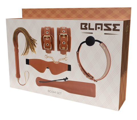 Blaze Elite Cognac Vegan Leather BDSM Set box