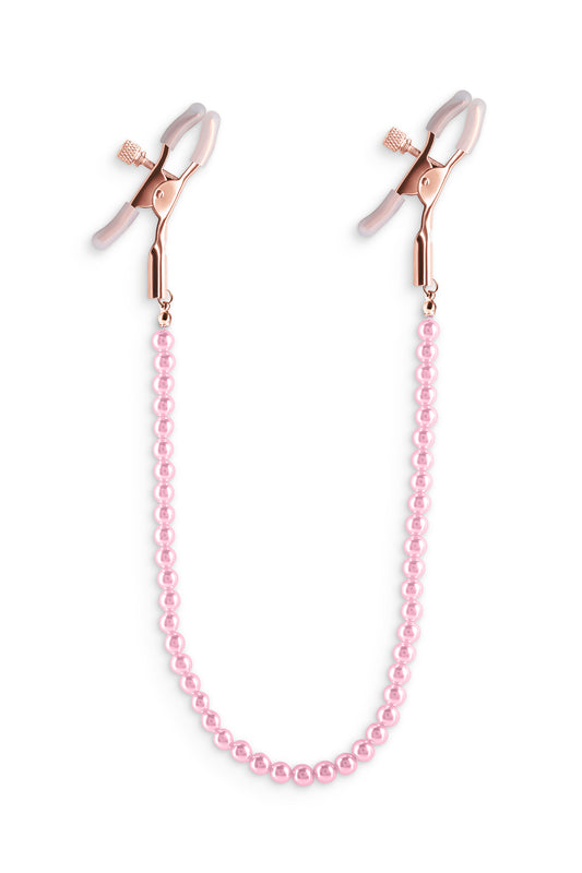 Bound Nipple Clamps With Pink Pearl Chain