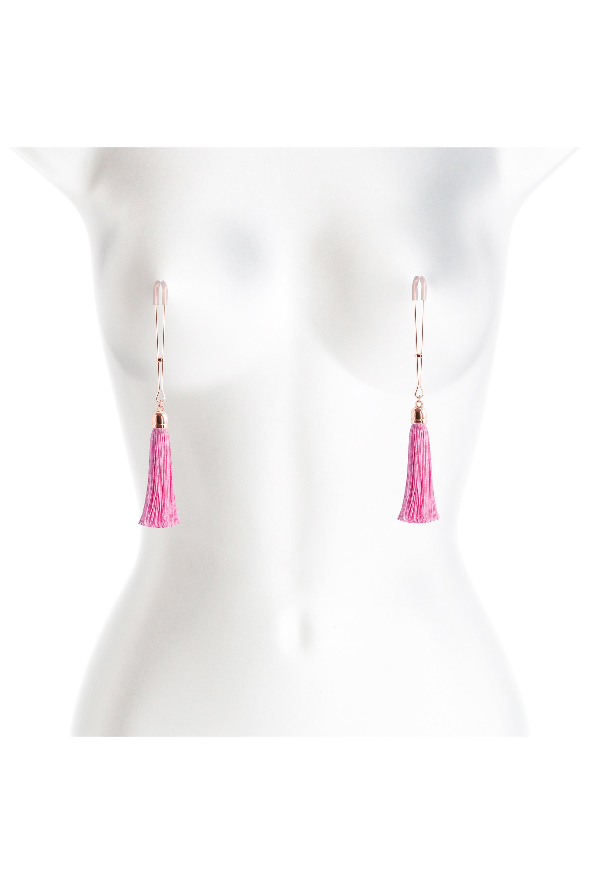 Bound Nipple Clamps With Tassels pink in use