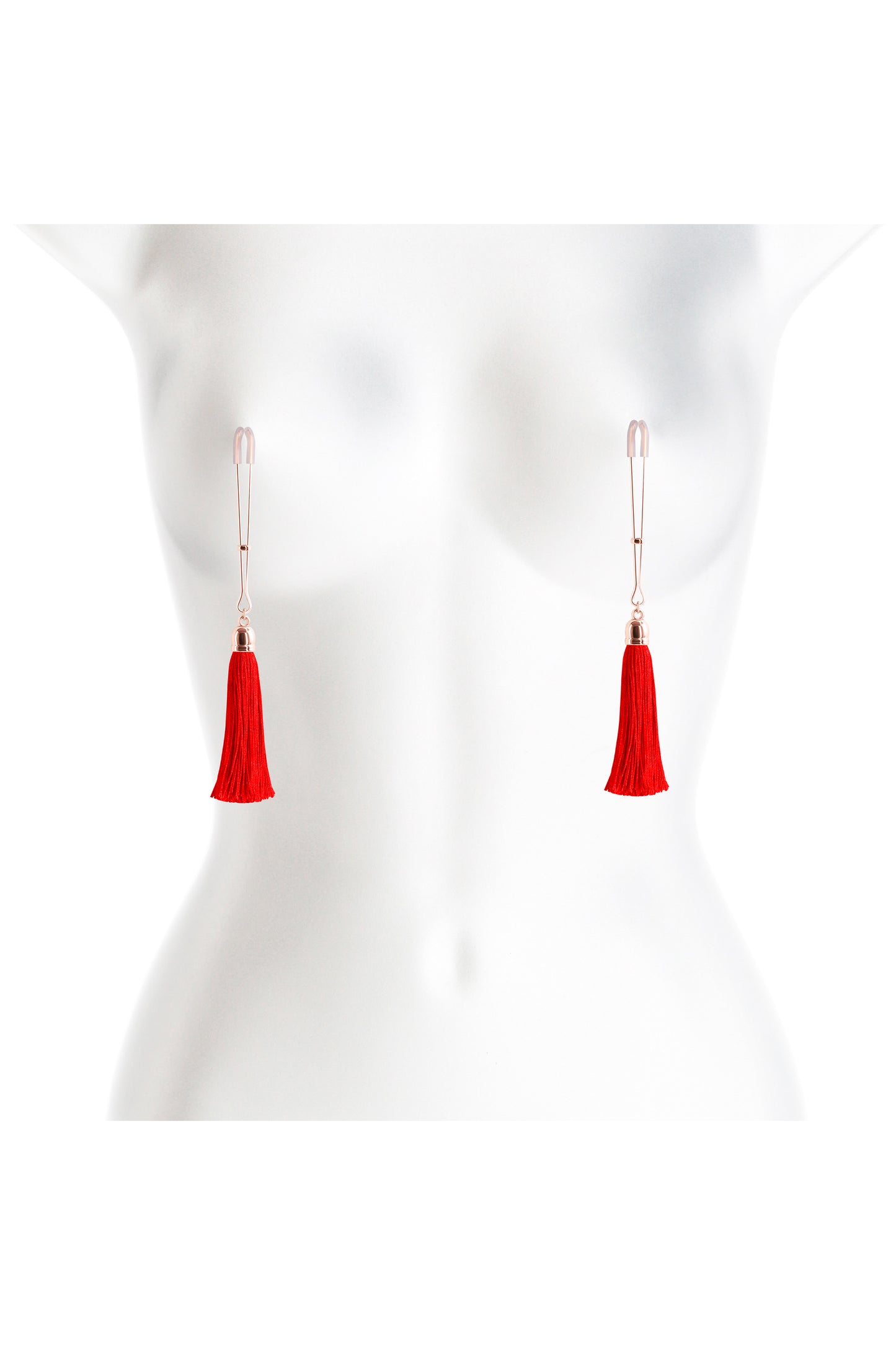 Bound Nipple Clamps With Tassels red in use