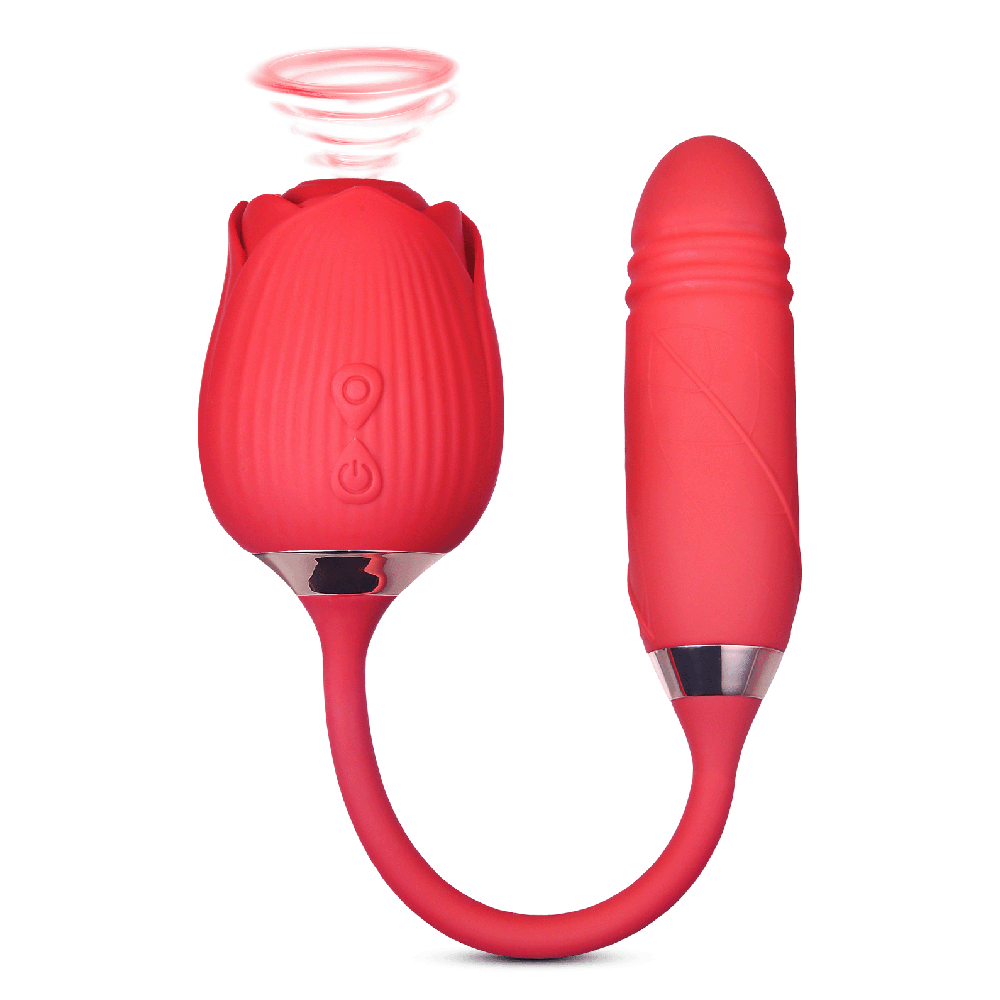 Loveangels red rose vibrator full length view and function. Moving image