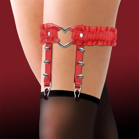 Cinderella Garter With Heart And Ruffles red