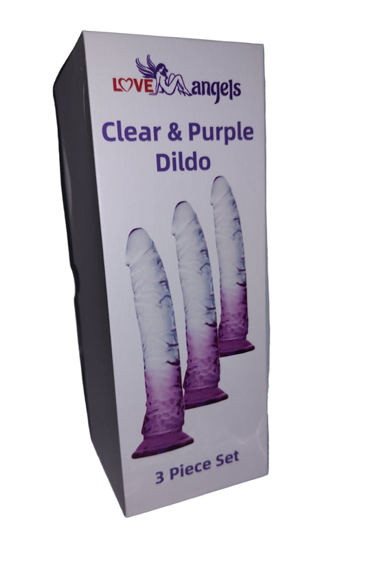 Clear And Purple Training Dildo 3pk box