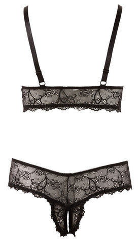 Cottelli Lace Bra And Brief Set black back