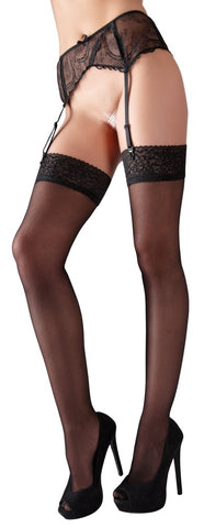 Cottelli Lace Top Suspender Stockings black