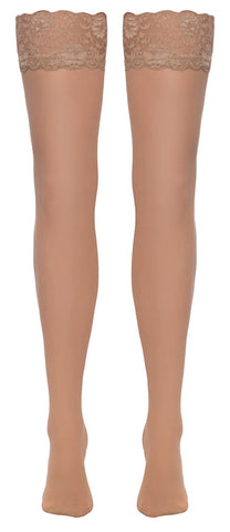 Cottelli Nude Lace Suspender Stockings back