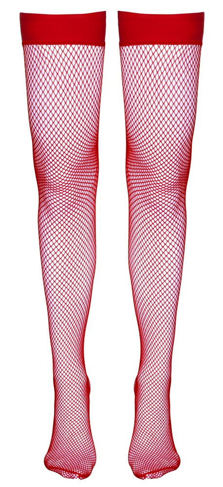 Cottelli Red Fishnet Hold Up Stockings