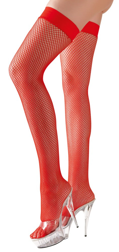 Cottelli Red Fishnet Hold Up Stodckings