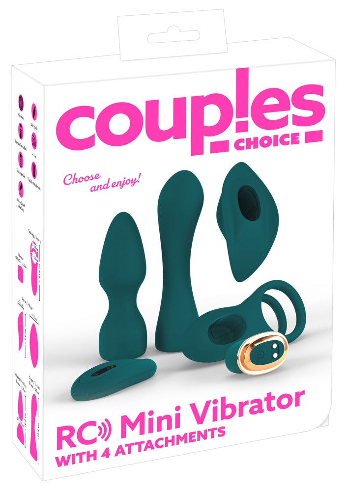 Couples Choice Remote Control Mini Vibrator with 4 Attachments Box