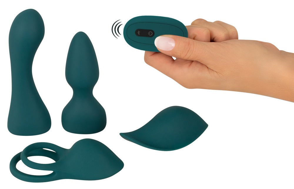 Couples Choice Remote Control Mini Vibrator with 4 Attachments Display with Remote