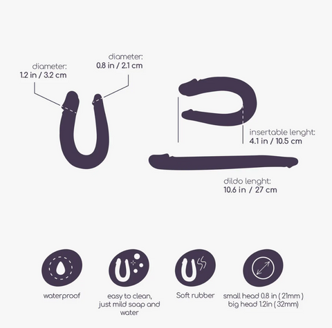 Crushious Deep Diver - Double Dildo With Anal Lubricant size and details