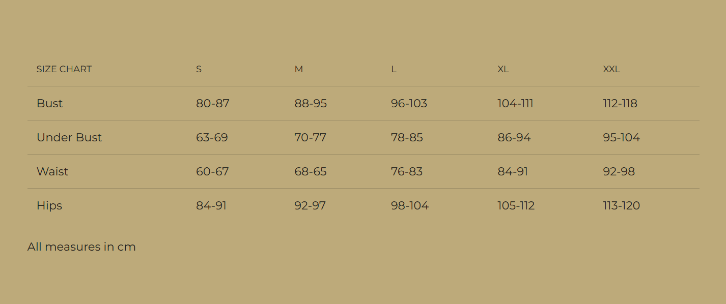 Datex Size Chart