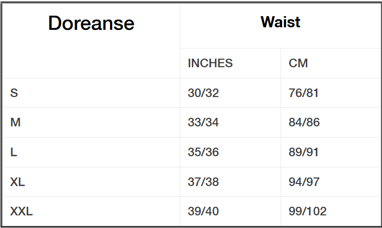 Doreanse Size Chart