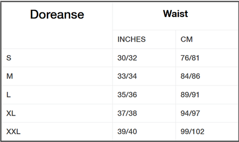 Doreanse Size Chart