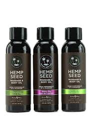 Earthly Body Hemp Seed Massage Oil Gift Set bottles