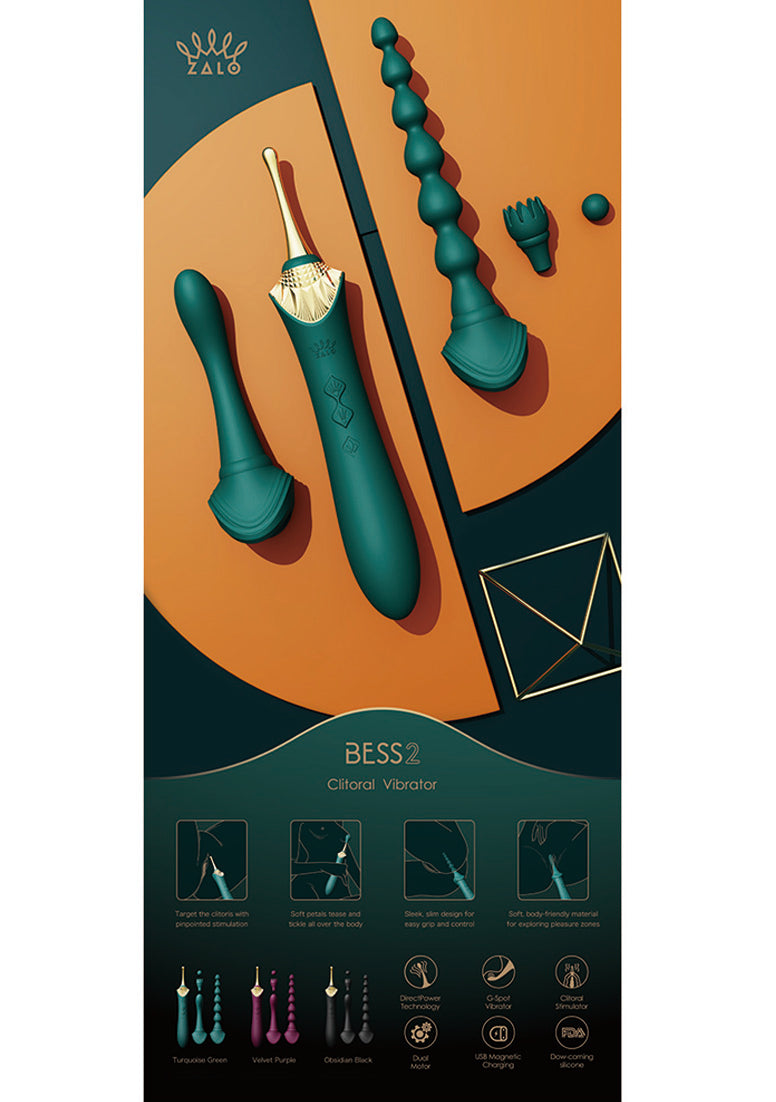 Zalo Bess 2  Clitoral Vibrator Turquoise Green