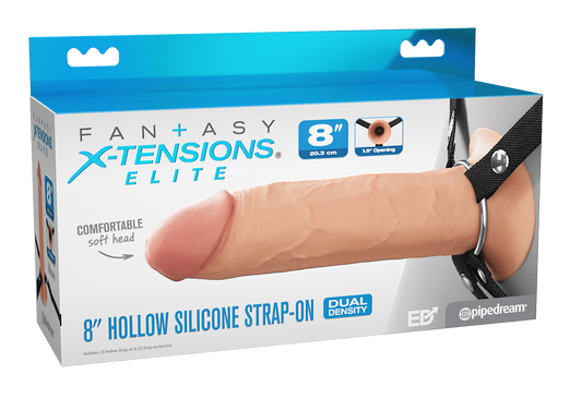 Fantasy X-tension Elite Dual Density 8 Inch Hollow Strap On box