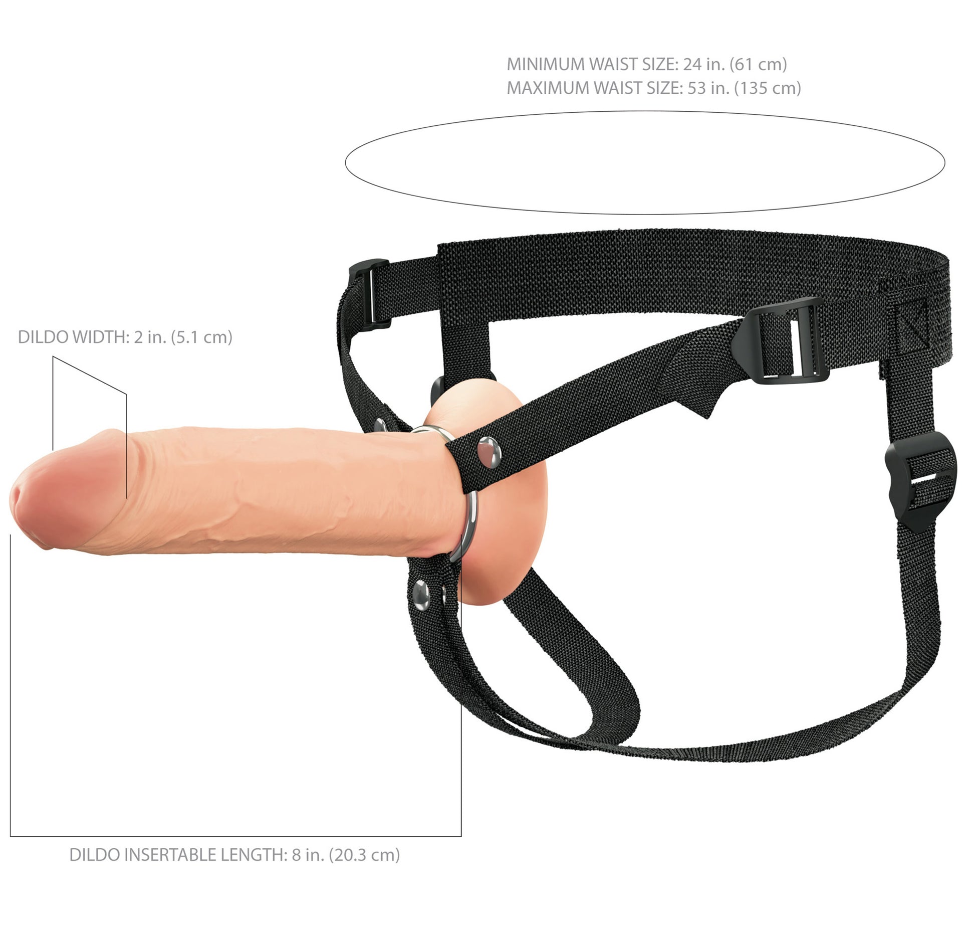 Fantasy X-tension Elite Dual Density 8 Inch Hollow Strap On size