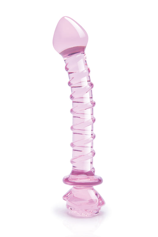 Glaze Glass Rosebud Spiral G-Spot 9 Inch Dildo