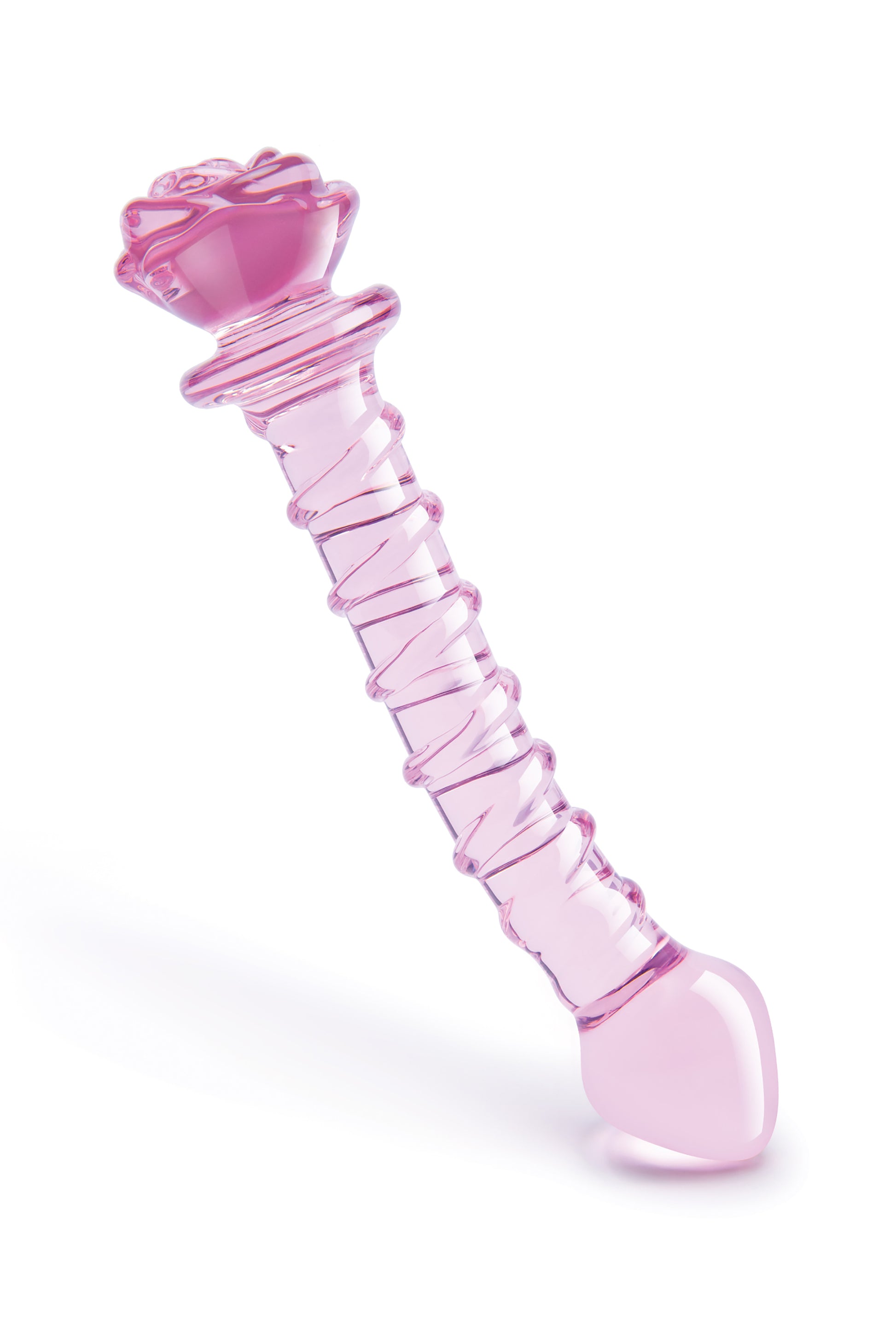 Glaze Glass Rosebud Spiral G-Spot 9 Inch Dildo