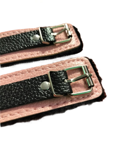 Loveangels Pink And Black Cuffs With Fur Lining