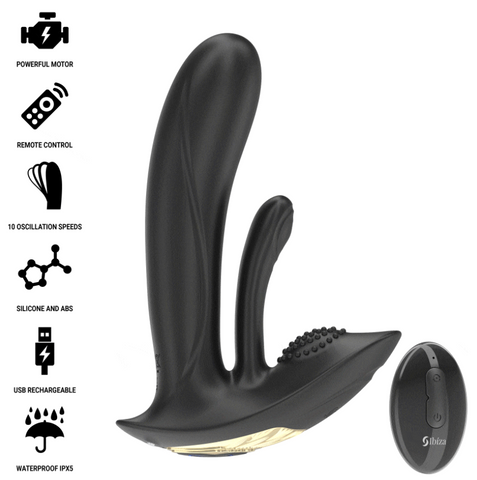 Ibiza Wearable G-Spot Vibrator side view with remote and features