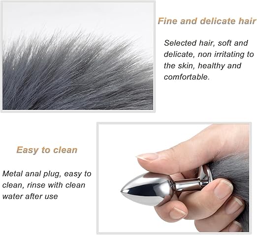 Into You Grey And White Fox Tail details