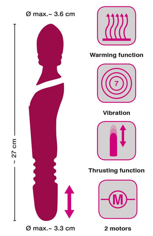 Javida Dual Ended Thrusting Wand With Heat size and features