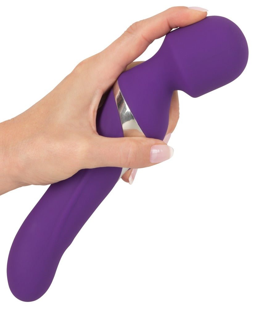 Javida Dual Ended Wand And Pearl Rotating Vibe in hand