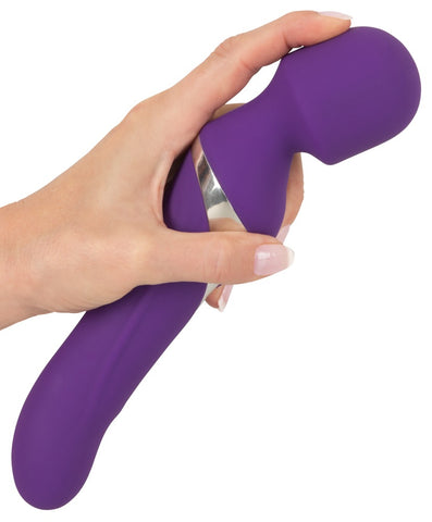 Javida Dual Ended Wand And Pearl Rotating Vibe in hand