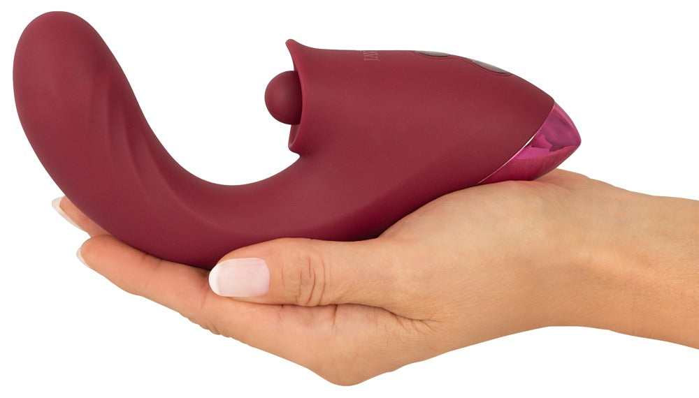 Javida Rabbit Vibrator With Thrusting And Thumping in hand