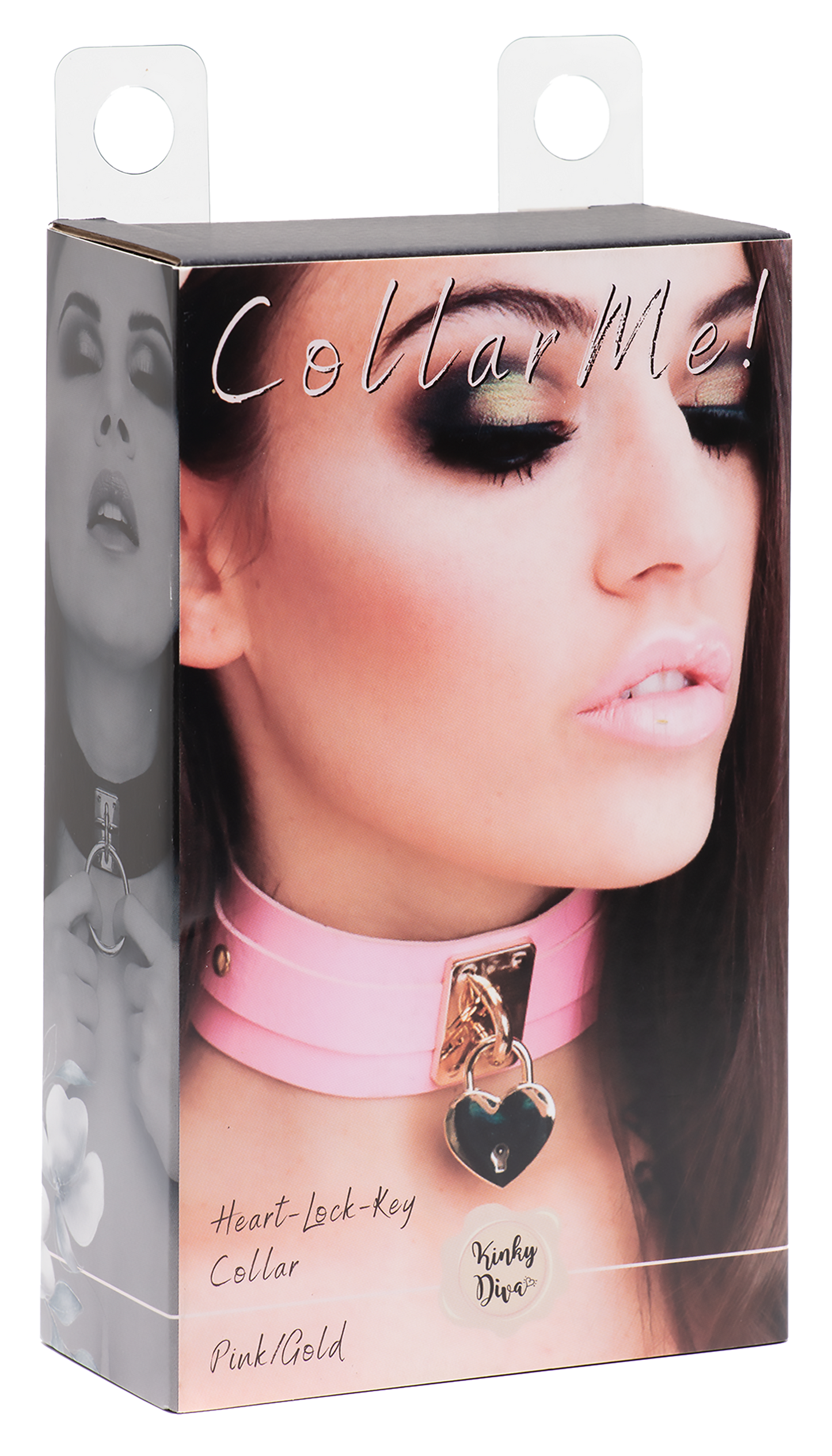 Kinky Diva Heart Lock And Key Collar pink box