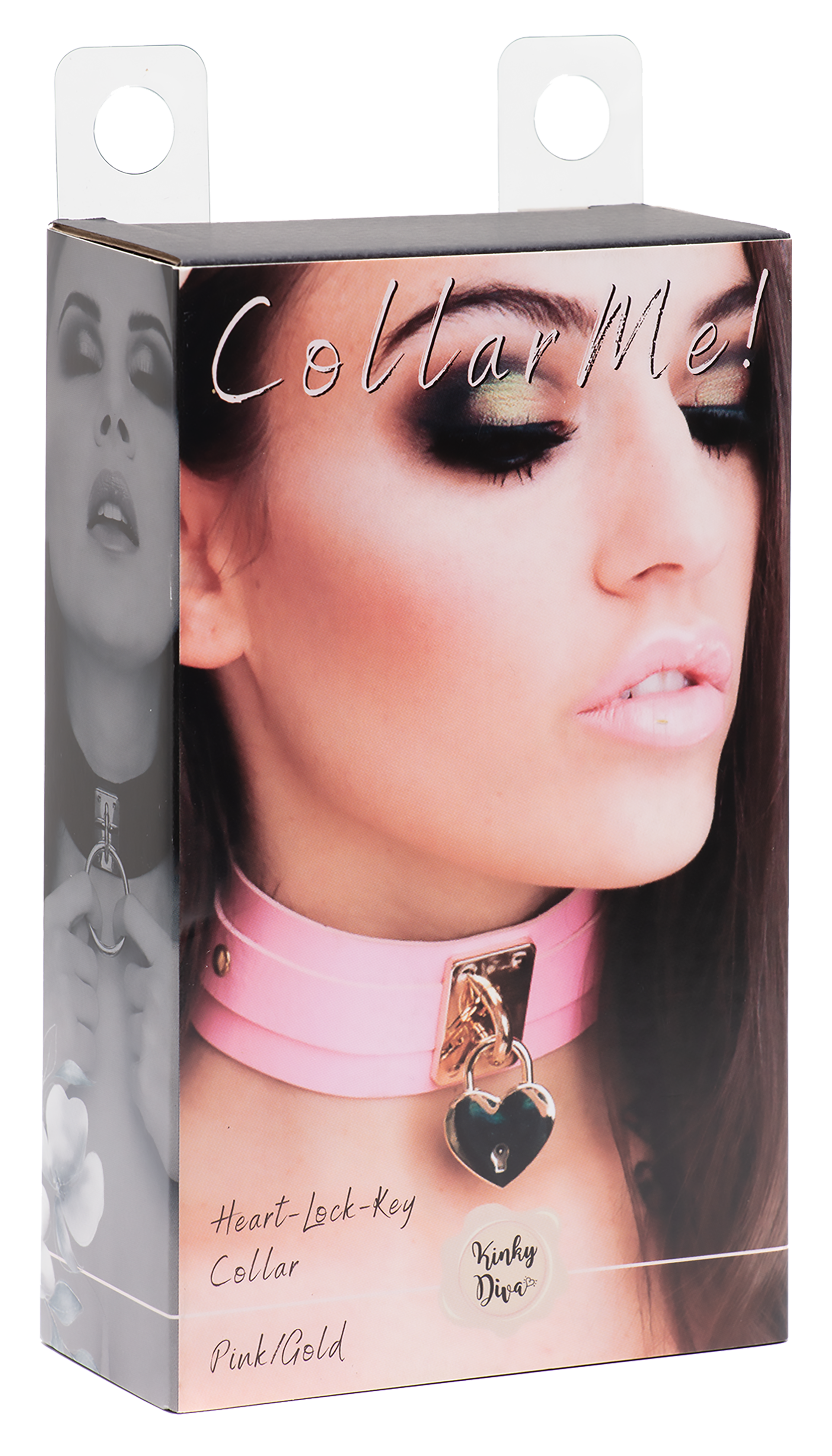 Kinky Diva Heart Lock And Key Collar pink box
